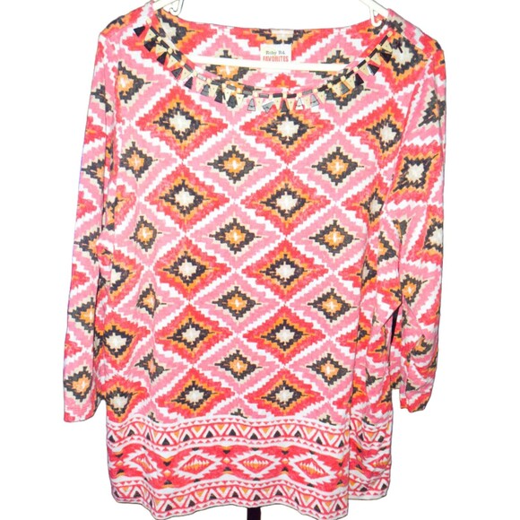 Ruby Rd Favorites Red and Pink Blouse - Picture 1 of 3